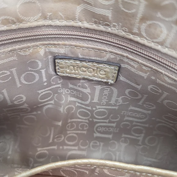 Nicole Miller Beige Y2K Shoulder Bag with Bag Charm and Emblem - Picture 9 of 15